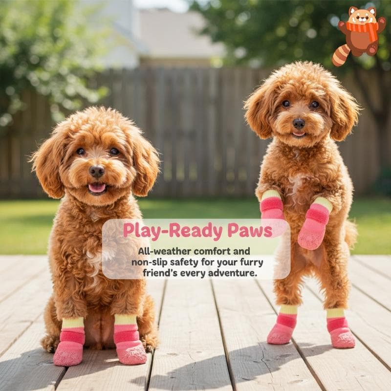 [AP] 4 Peças Sapatos De Malha Antiderrapantes Para Cachorros Botas Ajustáveis Cães Capa Respirável Anti-Sujeira Viagens