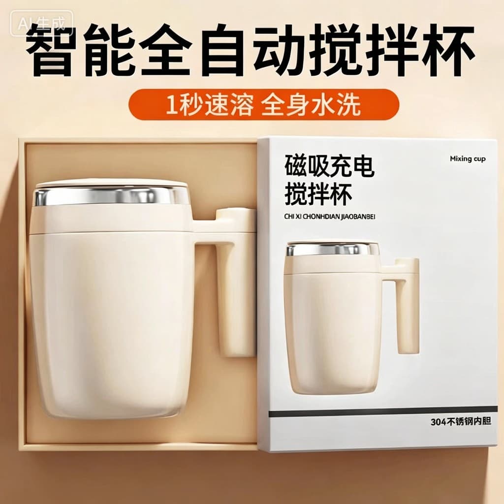 Copo de agitação magnética totalmente automático, copo de café isolado de aço inoxidável, carregamento elétrico, preguiç