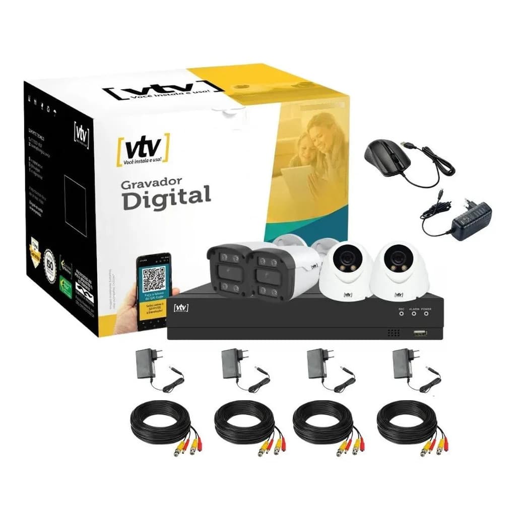 Kit Dvr 1080p  8ch + 2 Dome Full Color + 2 Bullet Full Color