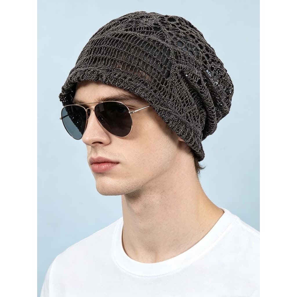 Boné de pilha de malha de verão masculino solto boné frio oco pulôver boné nicho Hip-Hop Baotou boné camada única estilo