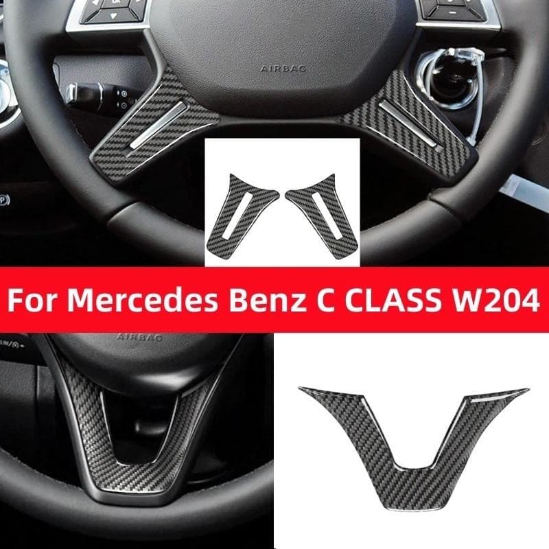 Para Mercedes Benz W204 C Classe 2007-13 Volante Decoração Guarnição Capa Decalque Acessórios Interiores Do Carro Adesiv