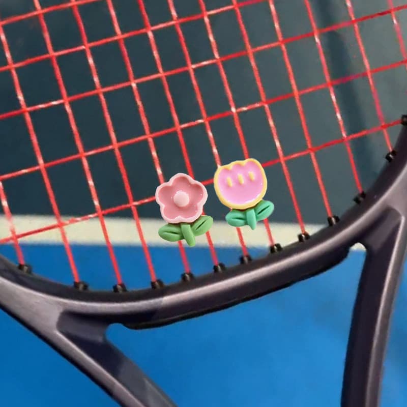 Raquete de tênis amortecedor amortecedor dos desenhos animados flor amortecedor fivela à prova de choque pelota bonito a