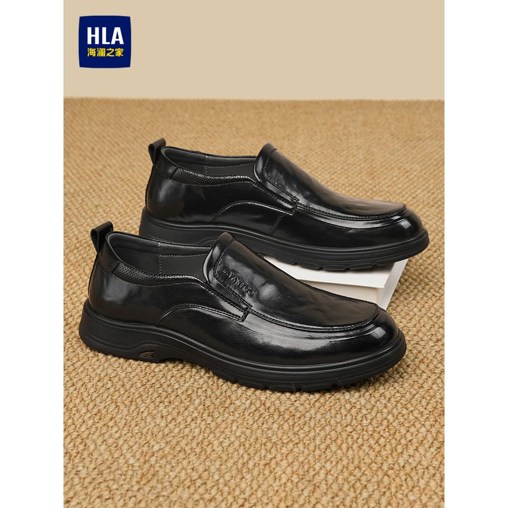 HLA/Hailan House sapatos masculinos 2026 novo estilo sapatos de couro casuais masculinos confortáveis capa pé de meia-id