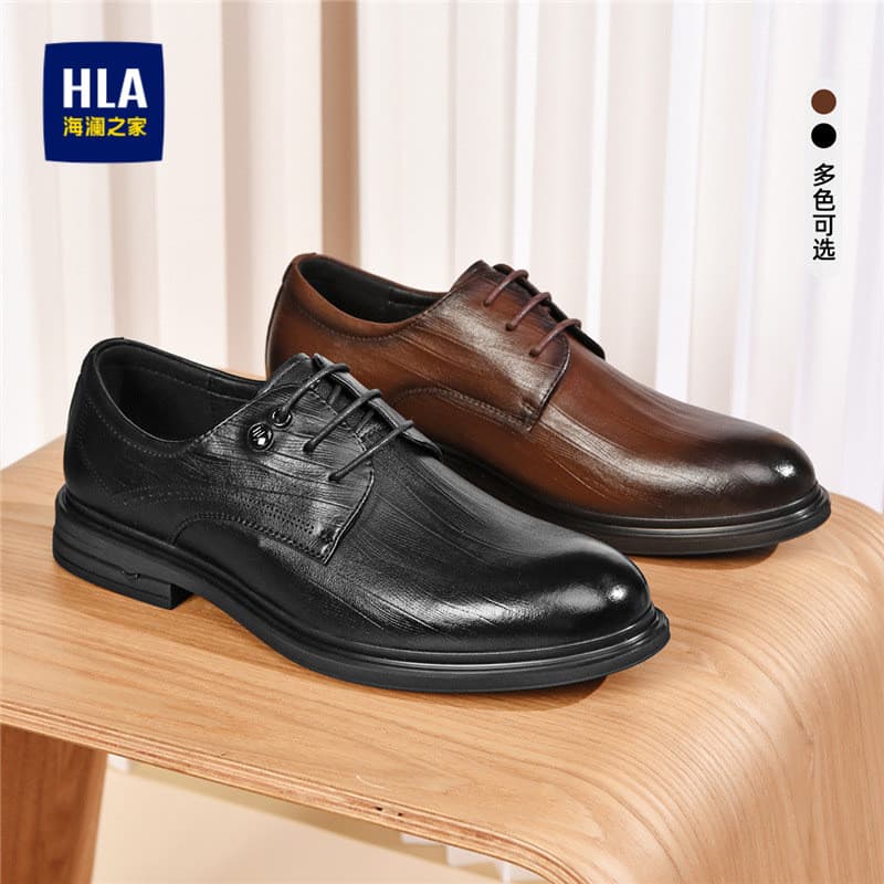 HLA/Hailan House sapatos masculinos 2026 novo estilo de negócios sapatos de couro masculino moda britânica clássico Form