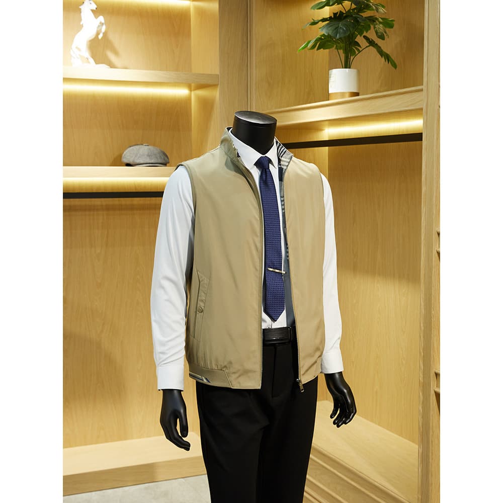 Roupas masculinas de alta qualidade 2023 primavera outono Casual estilo de negócios gola alta sem mangas colete exterior