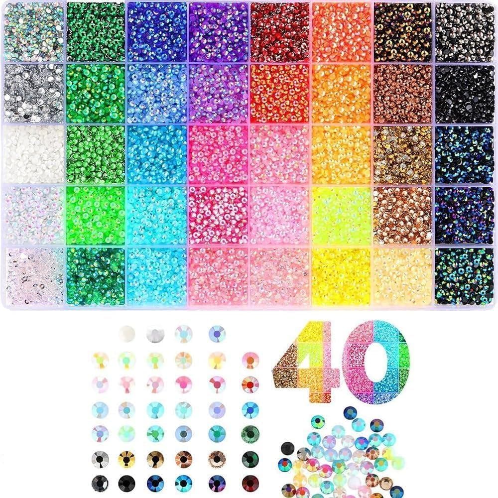 Kit Colorido de Resina e Strass para Arte com Diamantes, Strass de Resina para Decoração, Kit Decorado com 3 Frascos de
