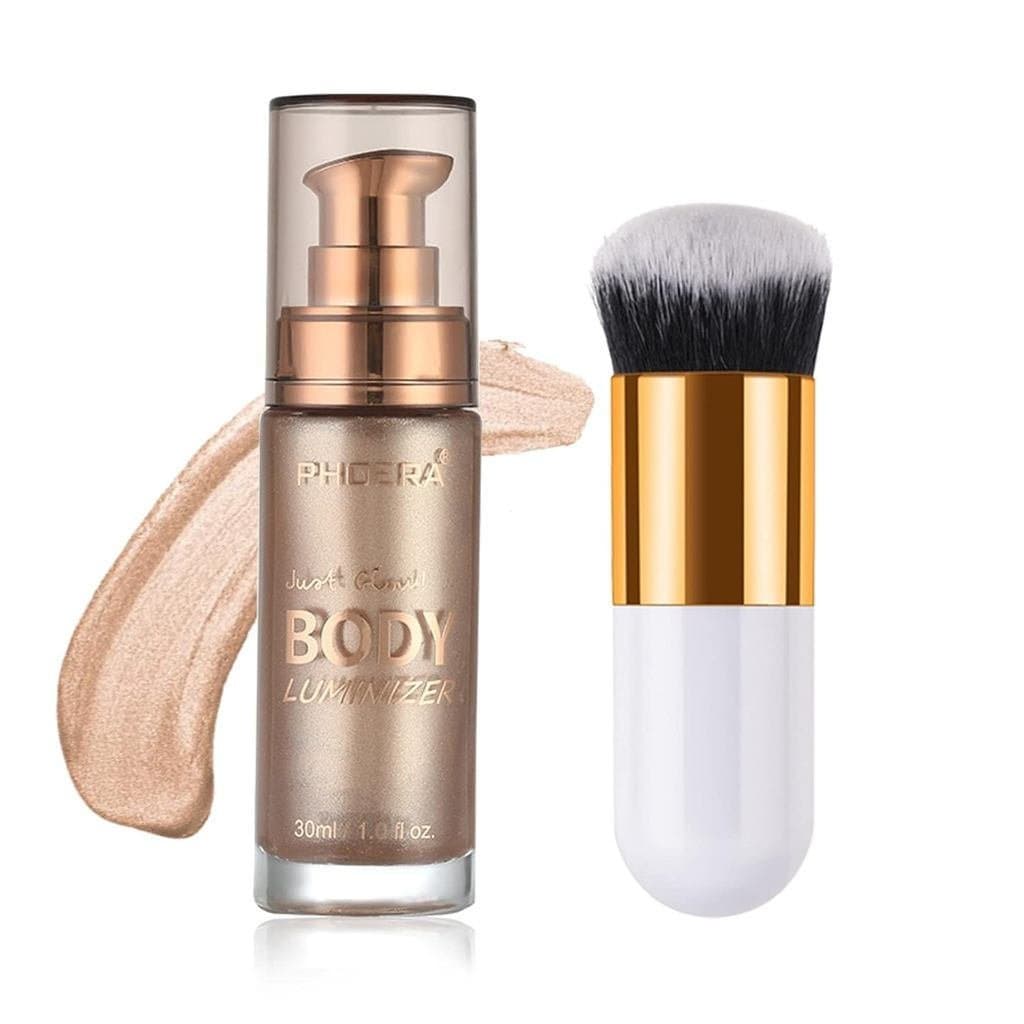 Óleo Iluminador Corporal, Iluminador Natural com Brilho Rosa Dourado, Maquiagem Líquida Hidratante e à Prova d'Água VXVO
