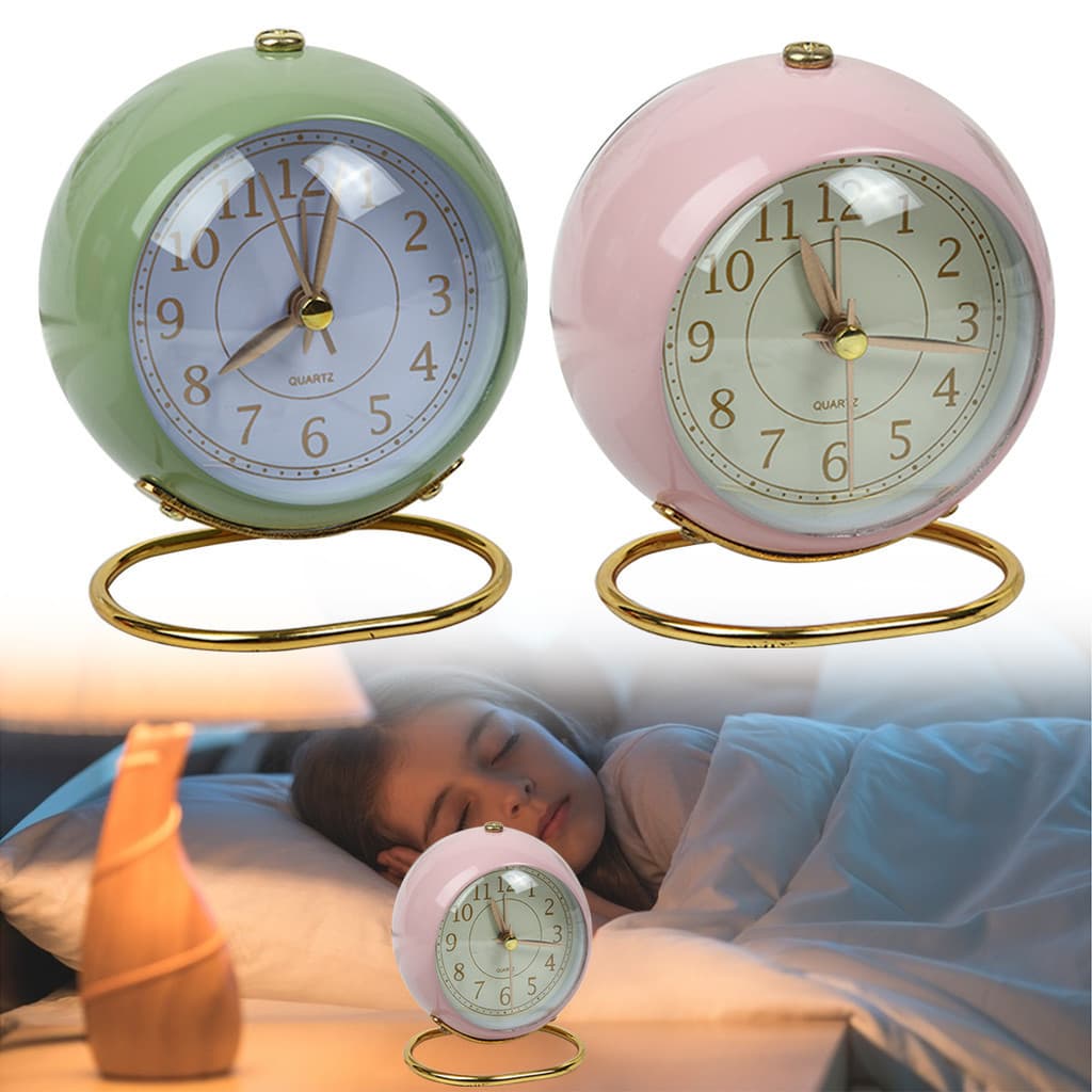 1 Peça Despertador Silencioso De Luz Noturna Para Decoração De Quarto , Pequenos Relógios Circulares De Manhã Mesa De Es