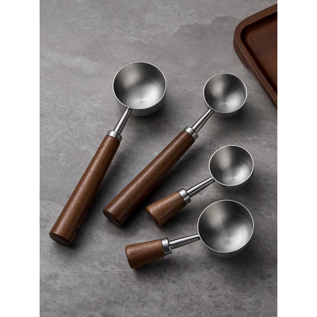 Colher medidora de café estilo Mili, leite em pó, colher medidora quantitativa, cabo de nogueira, colher de farinha, coz