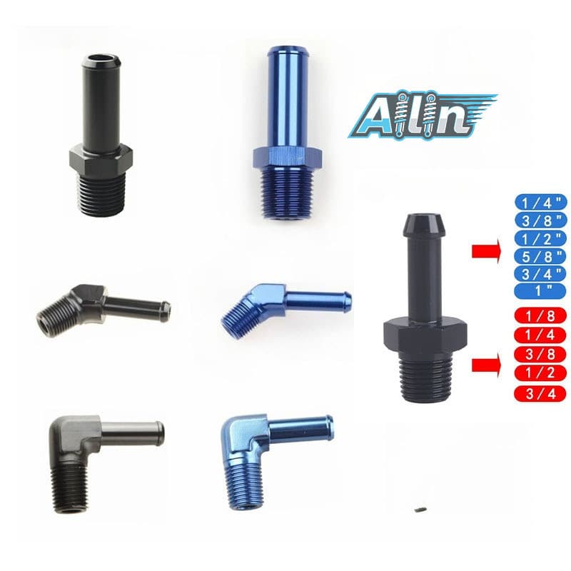 0 45 90 ° Adaptador Redutor Push-On De Encaixe De Mangueira Farpada De Rosca NPT Macho Para Linha De Gás De Óleo Combust