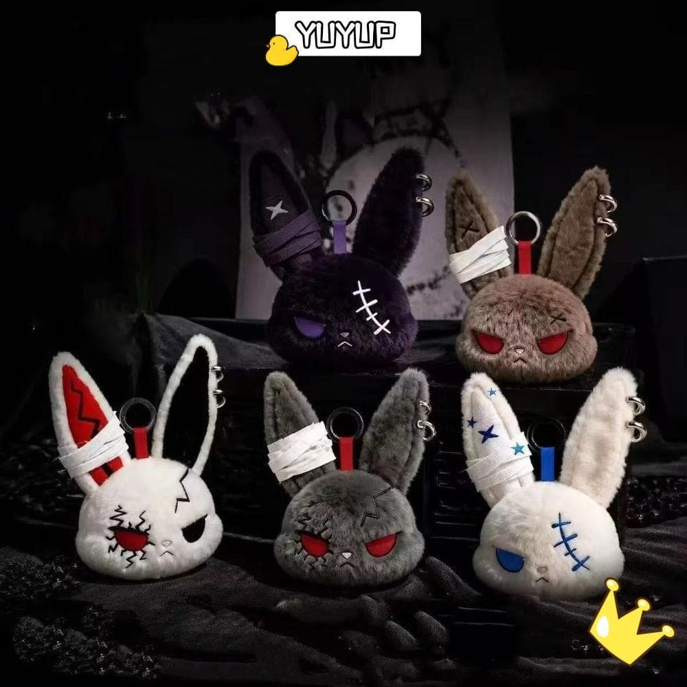 YUYUPPP Boneca De Pelúcia De Coelho Escuro , Chaveiro Bordado , Pingente De Bolsa Com Design Fofo