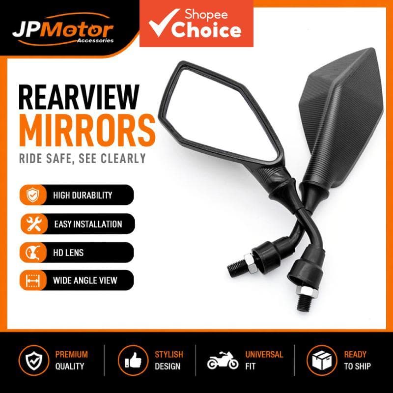 Espelhos Retrovisores de Motocicleta Preto M10 Espelhos Retrovisores ABS para Scooter, E-Bike, ATV e Moto de Trilha