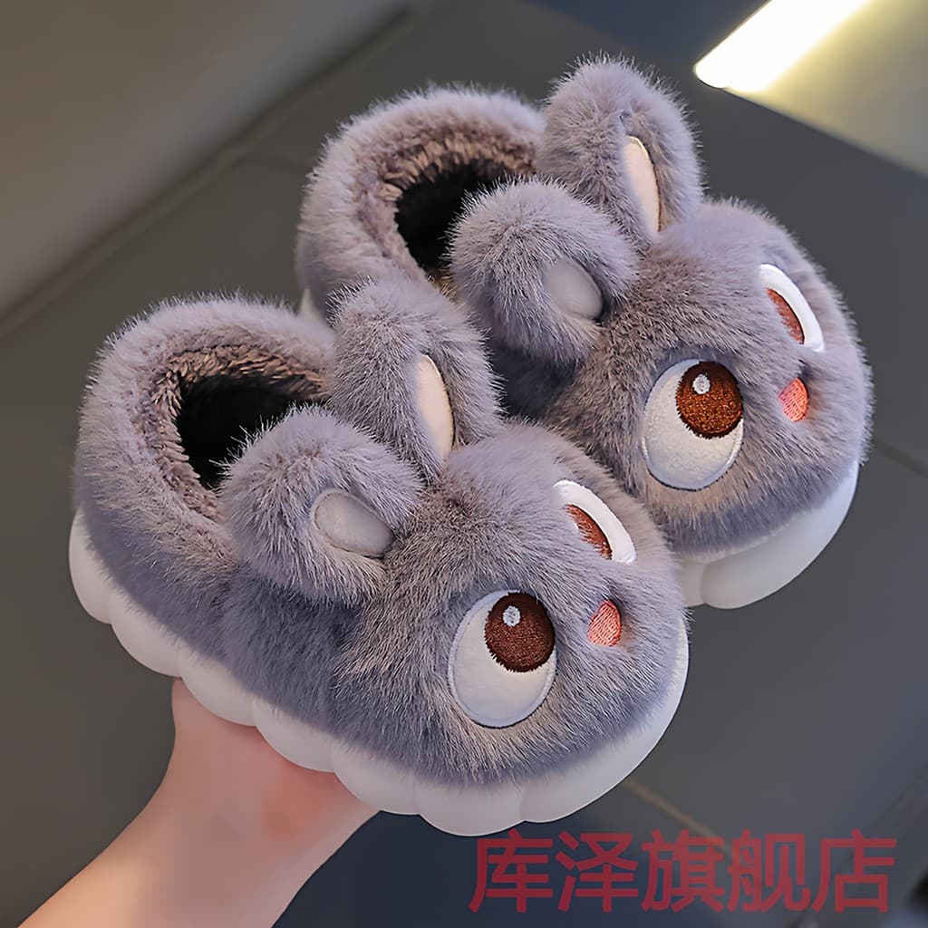 Chinelos de coelho inverno crianças chinelos de algodão meninos casa sapatos de algodão interior feminino bebê salto que