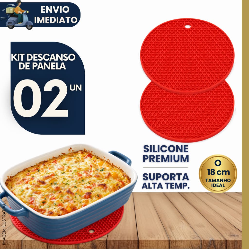 Kit 2 Descanso de Panela Silicone Textura Colmeia Antiderrapante Apoio de Panela Quente Cozinha