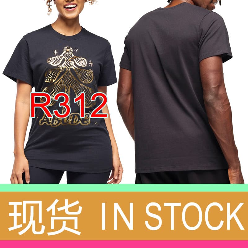 ZW roupas esportivas Fitness dança das mulheres dos homens solto de manga curta camiseta natal dourado novo estilo R312