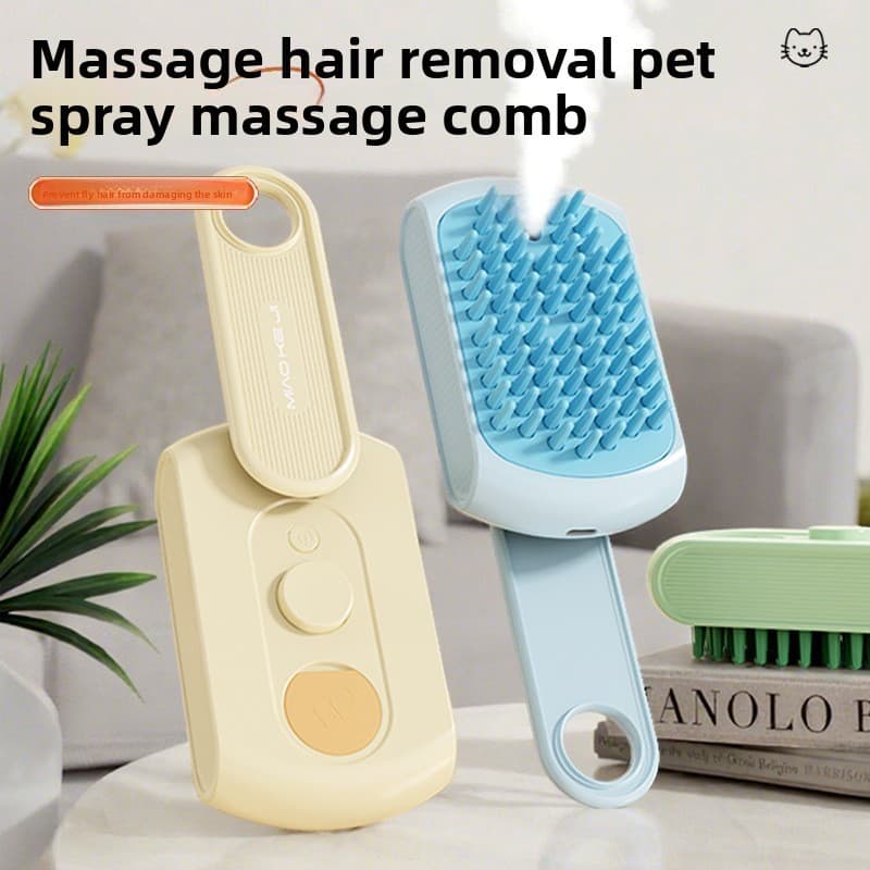 Pente de Spray com um clique, estilo de Design, escova de remoção de pelos, fácil de usar, vapor para animais de estimaç
