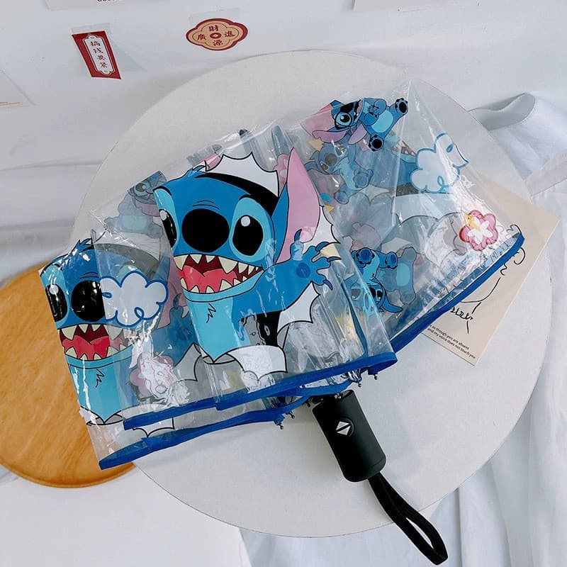 Desenhos animados Anime bonito ponto automático transparente guarda-chuva dobrável Tri-Fold guarda-sol estudante das mul