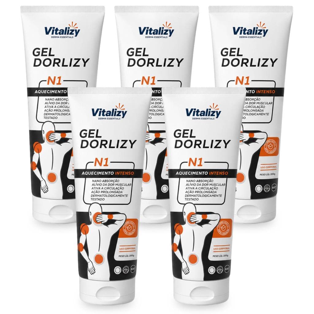 Kit 5x200g Gel Massageador Extra Forte Efeito Aquecedor Alívio Muscular Arnica Mentol Canfora Salicilato Metila Vitalizy