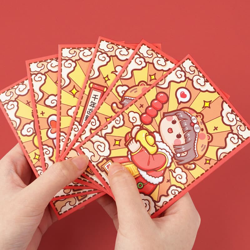 Envelopes vermelhos de batata pequena exclusivos criativos dobráveis na moda nacional vermelho ano novo Festival de prim
