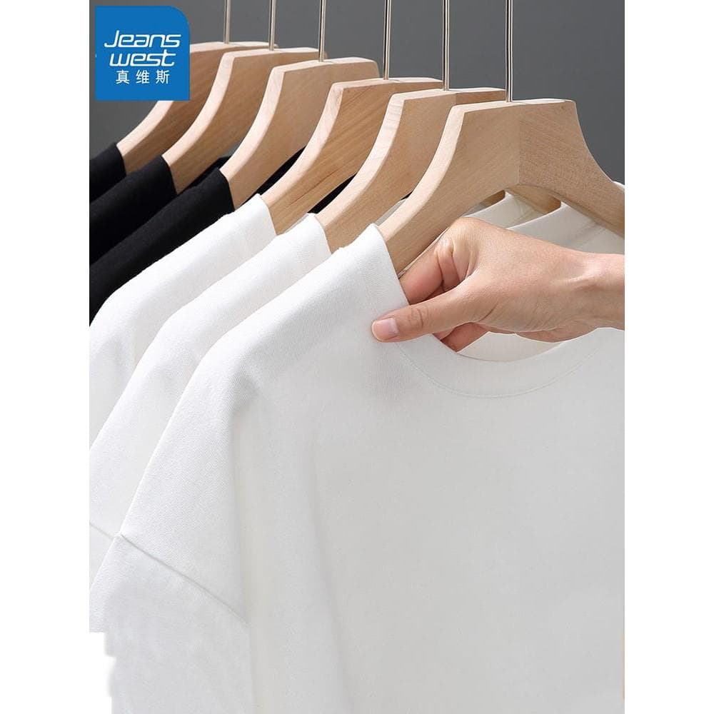 Zhenweisi camiseta masculina de manga curta, cor sólida, primavera verão 2025, novo estilo, solto, gola redonda, Top de