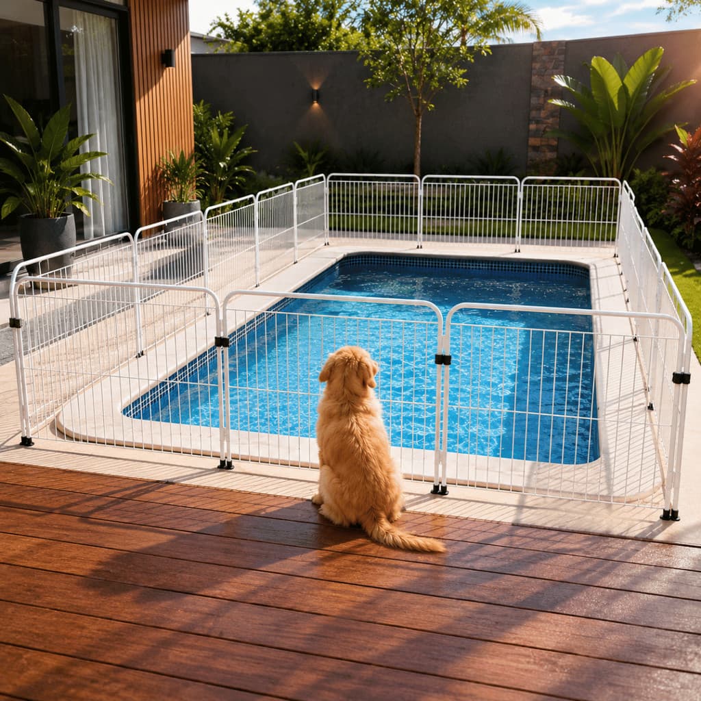 Cerca de Proteção para Piscina Grade Branca Segurança Criança Pet Cão Cachorro Cercadinho 0,7x1m