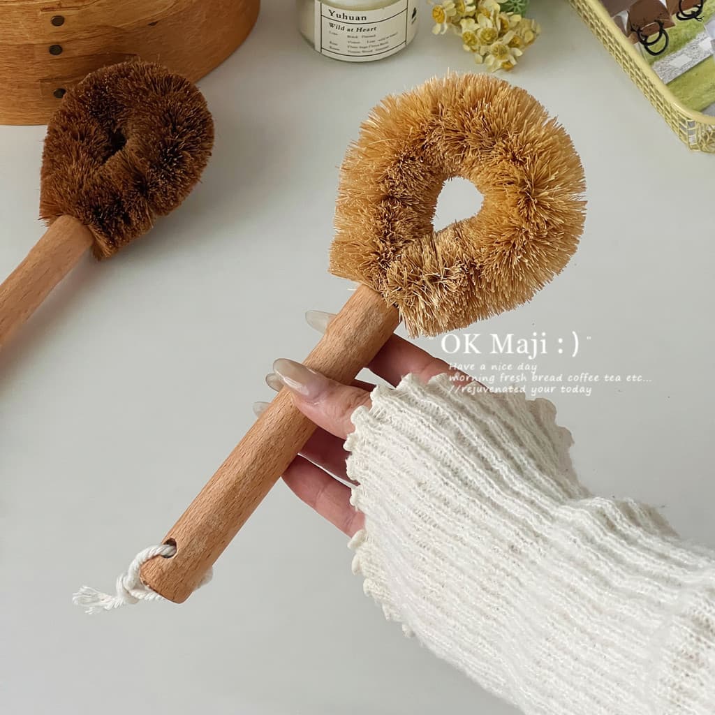 Escova de lavar louça de cozinha Escova de limpeza multifuncional Cabo longo Escova de palma de coco Escova de lavagem d