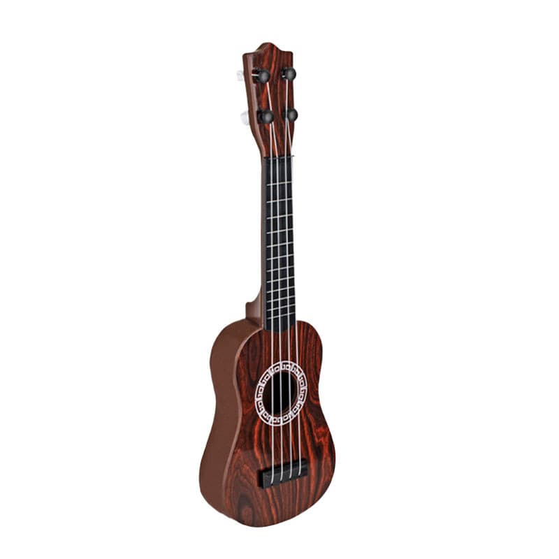 Brinquedo de guitarra infantil Ukulele de plástico com padrão de desenho animado com 4 cordas tocáveis ​​para meninos e