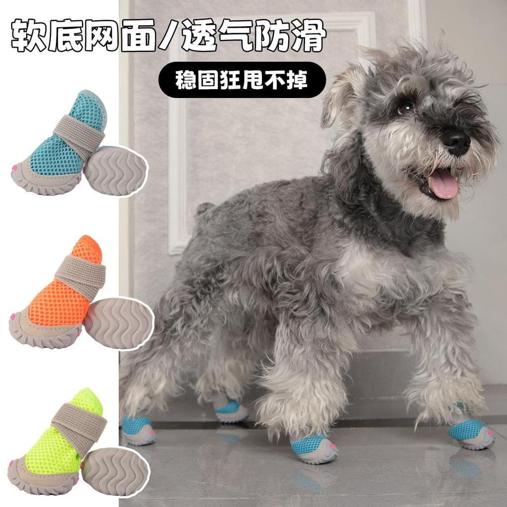 Sapatos para cães primavera verão Pet Teddy Bichon malha sola macia respirável não-queda sola macia respirável sapatos p