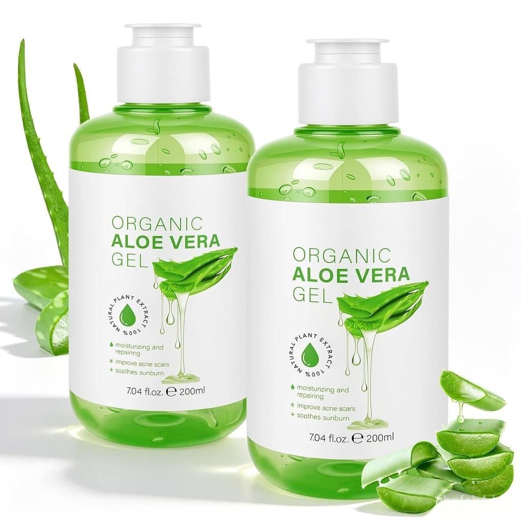 Gel de Aloe Vera para Rosto, Pele e Cabelo, 2 Unidades de Gel Calmante e Hidratante em Tamanho Viagem, Ideal para Cuidad