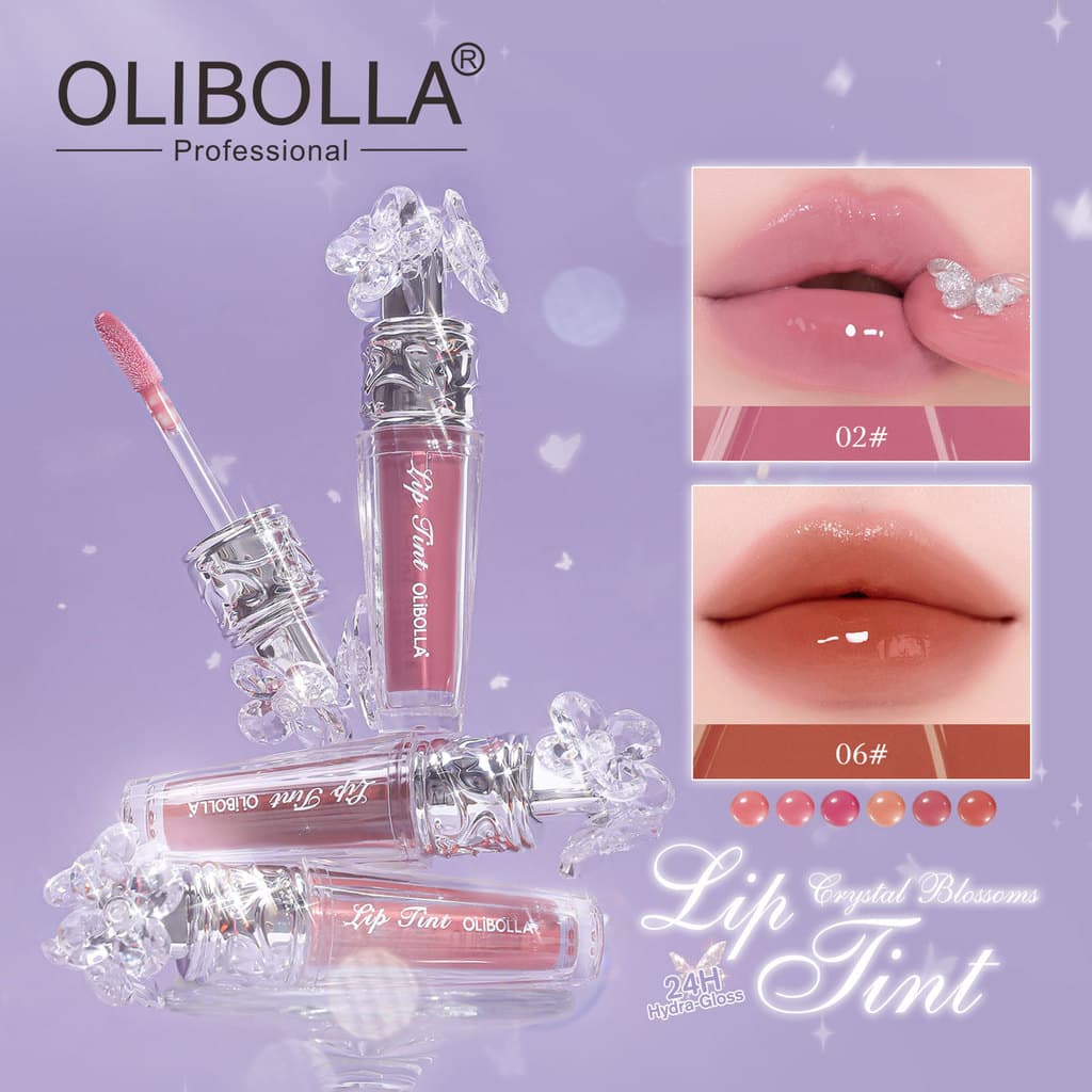 Flor de cristal espelho brilho labial hidratante água brilhante gordo lábio Dup longa duração realce tridimensional