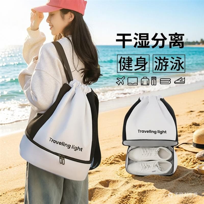 Bolsa esportiva para academia, bolsa de natação, separação seca e úmida, grande capacidade, à prova d'água, renda, sapat