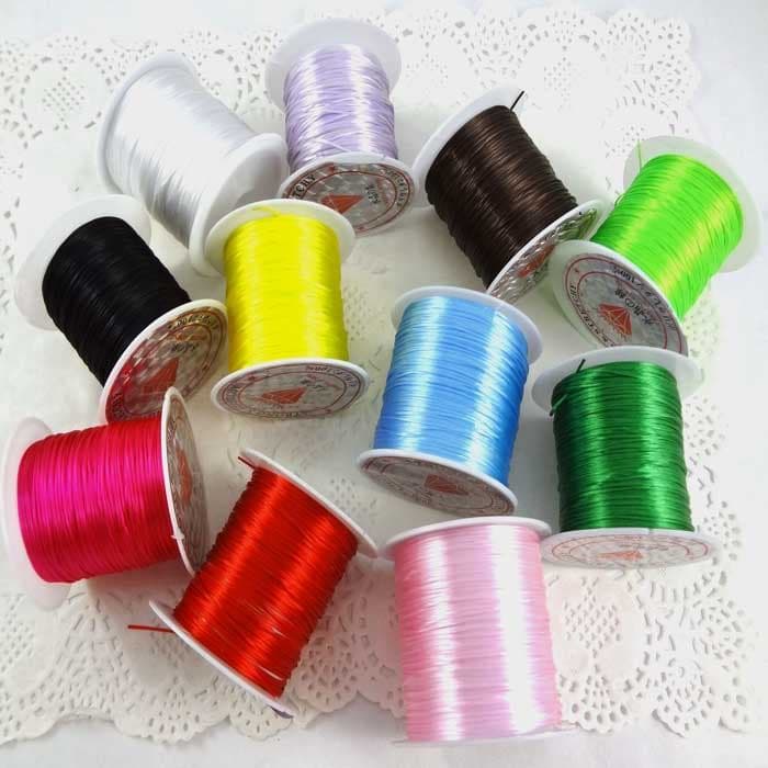 Diy mão frisado fio colorido filamento plano elástico pulseira/colar frisado fio elástico corda fio elástico