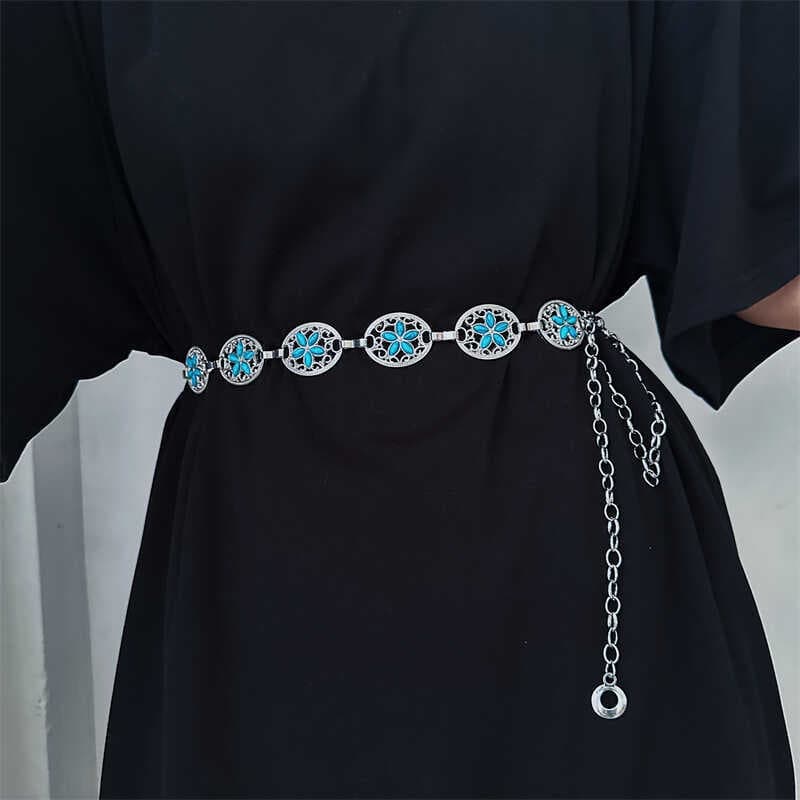 Europeu europeu americano feminino Metal cintura corrente All-Match camisa saia novo estilo Retro simples cinto fino cin