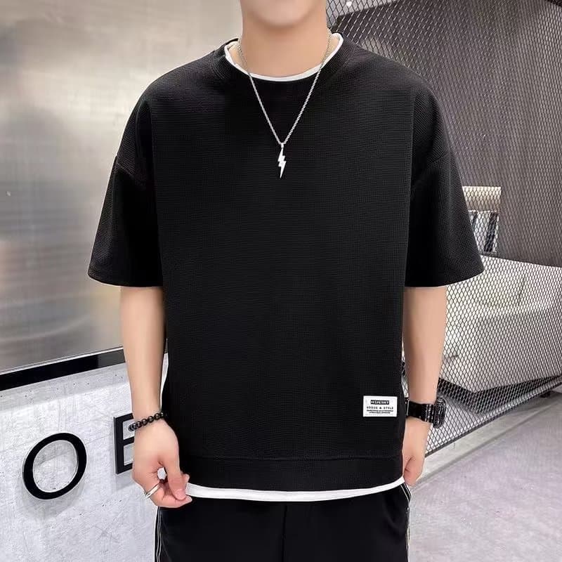 Fonte do fabricante camiseta masculina de manga curta verão ins meia manga camiseta masculina camisa de fundo roupas t-B