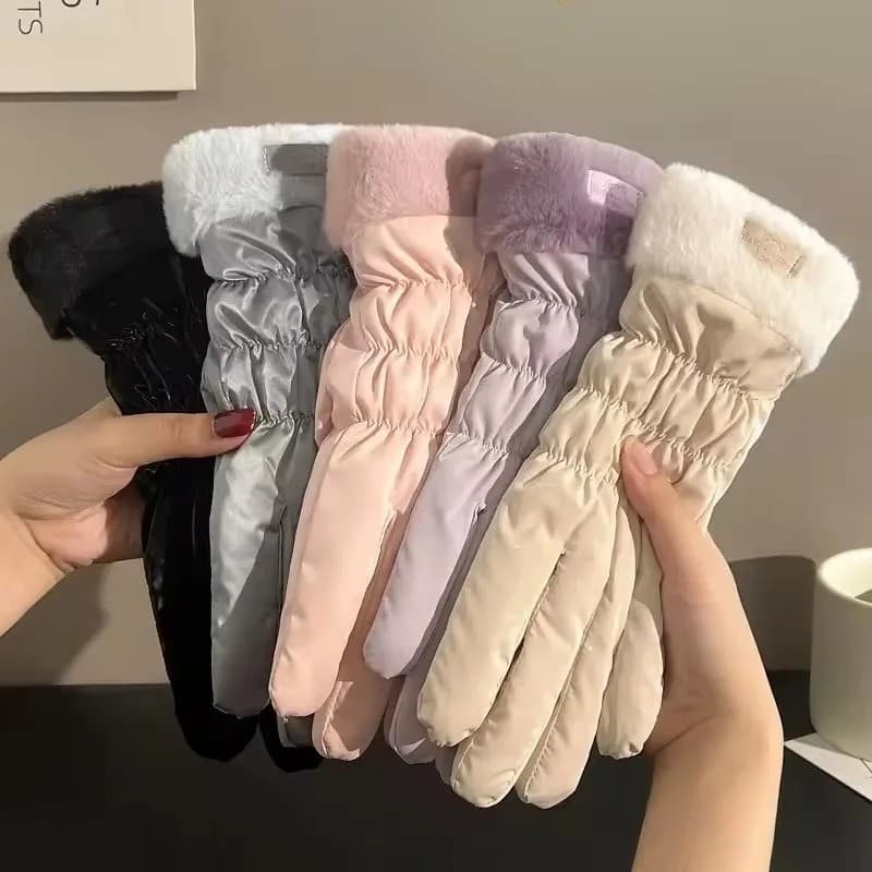 Inverno Quente Luvas Grossas Bonito Pequeno Urso De Pelúcia Pulso À Prova Dwaterproof Água Protetor Tela Toque Quentes E