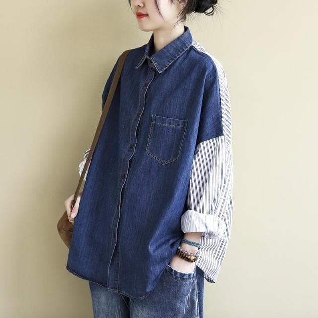 100kg Plus Size roupas femininas arte solta camisa de manga comprida feminina outono jaqueta feminina primavera outono D
