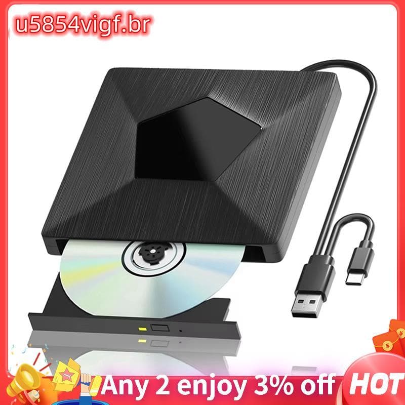 Gravador De Unidade Bluray Externo 3D Portátil Óptica Externa BD/CD/DVD Drive Player Para PC Laptop