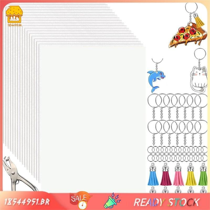 [18544951 . br] Kit De Chaveiro De Papel Encolhível De Artesanato DIY (156 Peças) , Furador , Borla , 25 De Folhas De Pl