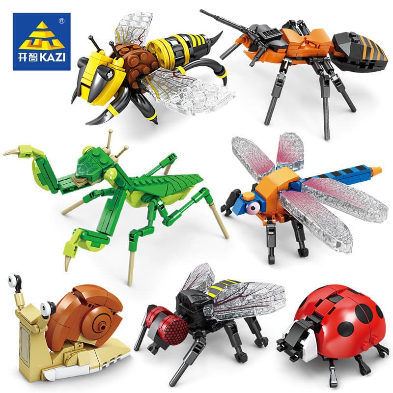 Blocos de Montar Educativos, Modelo Educacional de Montagem de Insetos, Brinquedos Infantis, Quebra-Cabeças de Animais