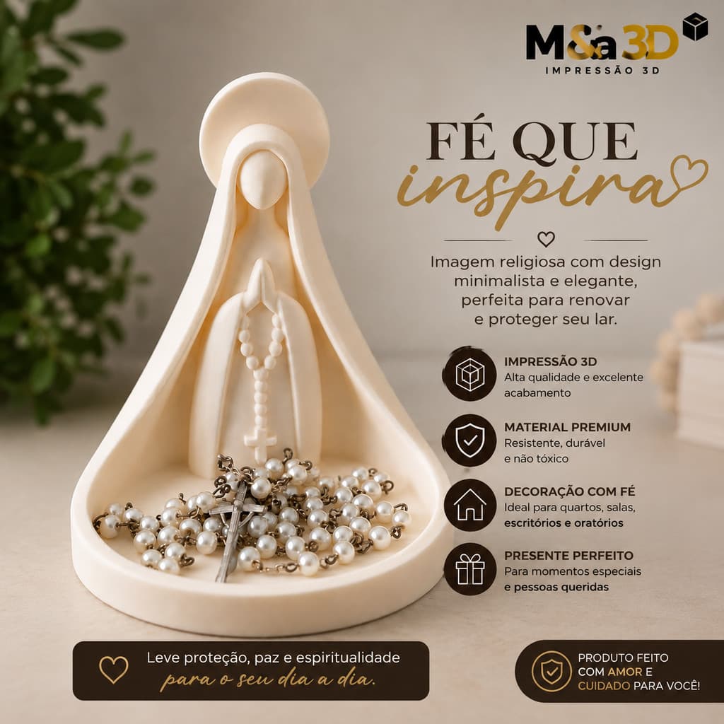 Porta Terço Nossa Senhora em Impressão 3D - Decoração Religiosa decoração casa apartamento decoração sacra religiosa