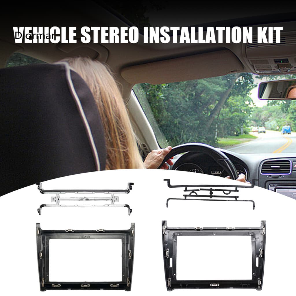 Car Audio Mounting Hardware Double Din Stereo Frame 9 Inch Android Dash Kit for Volkswagen 2014 Navigation Fascia Panel