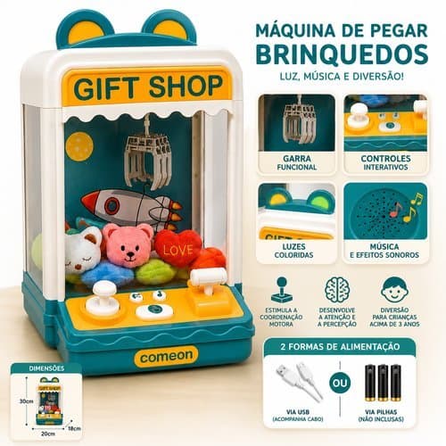 Brinquedo Infantil Máquina Pega Pelúcia Luz Som Diversão Criança