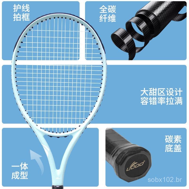Raquete de tênis totalmente em fibra de carbono, raquete profissional e durável, moldagem em peça única, fabricante OEM