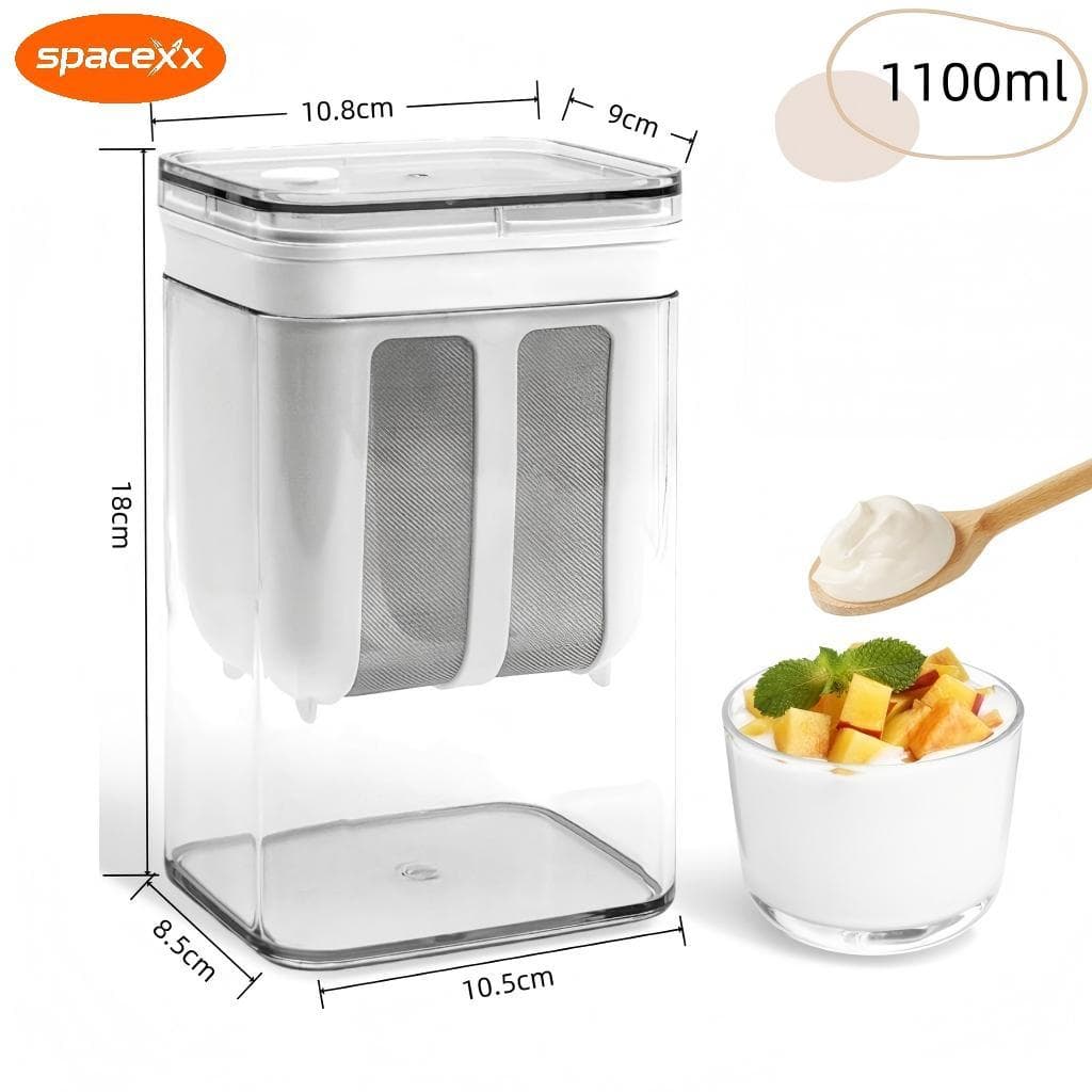 Filtro De Iogurte E Malha Fina Caixa Transparente Tela Caseira Queijo Umidade Separador 1100ml -Spacexx