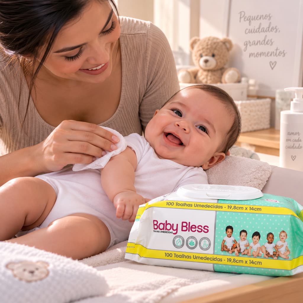 2x Lenço Umedecido Baby 100 unidades Baby Bless