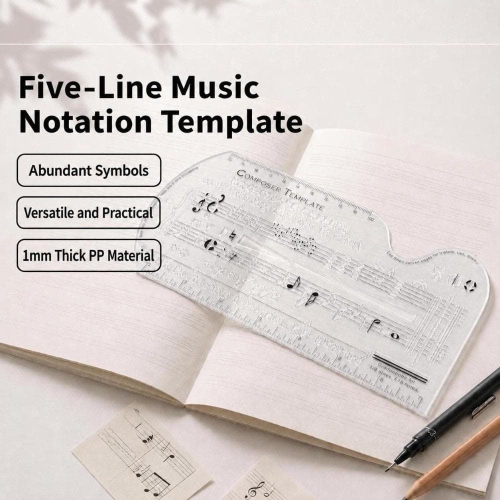 Régua De Modelo De Compositor De Música , Ferramenta De Estêncil Musical Transparente Multifuncional , Plástico