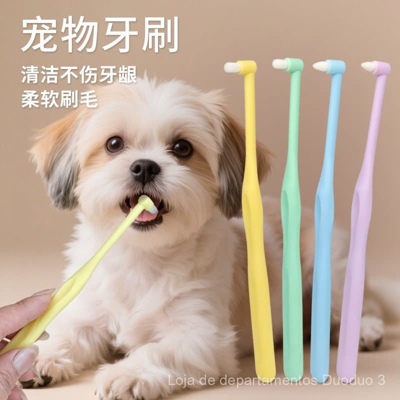 Escova de dentes para animais de estimação com cerdas macias e ponta plana, escova de dentes para gatos, escova de dente