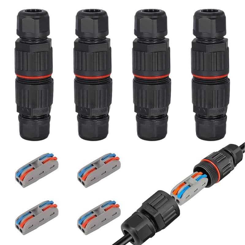 Conectores De Fio De 2 Pinos De 4 Unidades Conector Baixa Tensão Caixa Elétrica Externa À Prova D'água IP68 Terminais Em