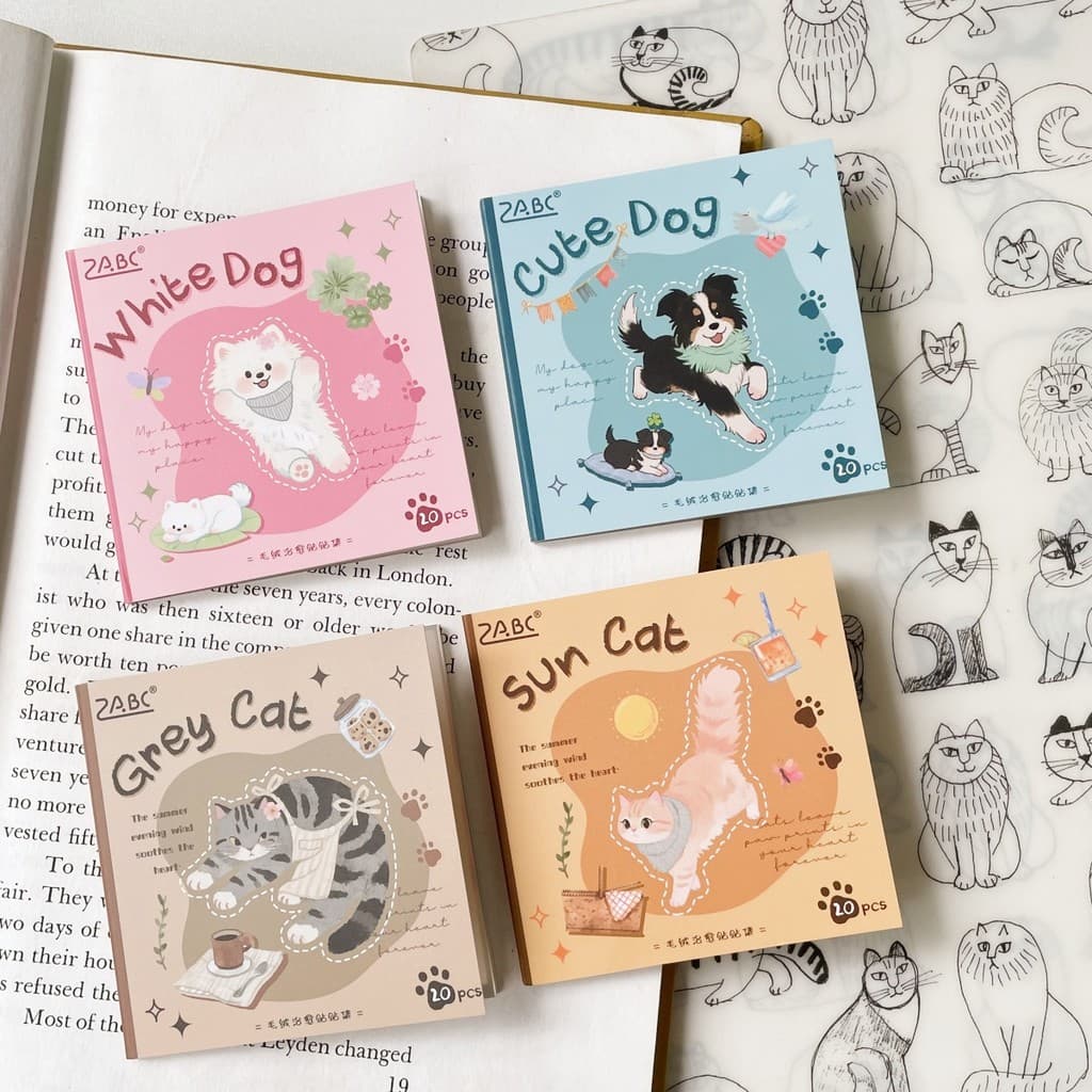 Departamento de gatos mantimentos 20 folhas em estilo japonês cura sol gatinho adesivos manual dos desenhos animados Mat