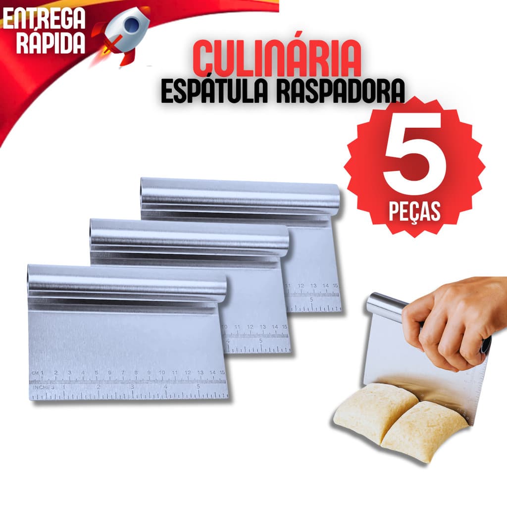 Kit 5 Espátula Tubular Em Inox 15cm Prática Raspador Raspadora De Massa Com Cabo Tubular Confeitaria